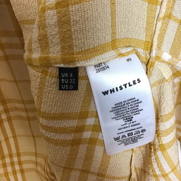Whistles‎ Alphina check midi dress pastel yellow plaid NWT - Picture 8 of 10